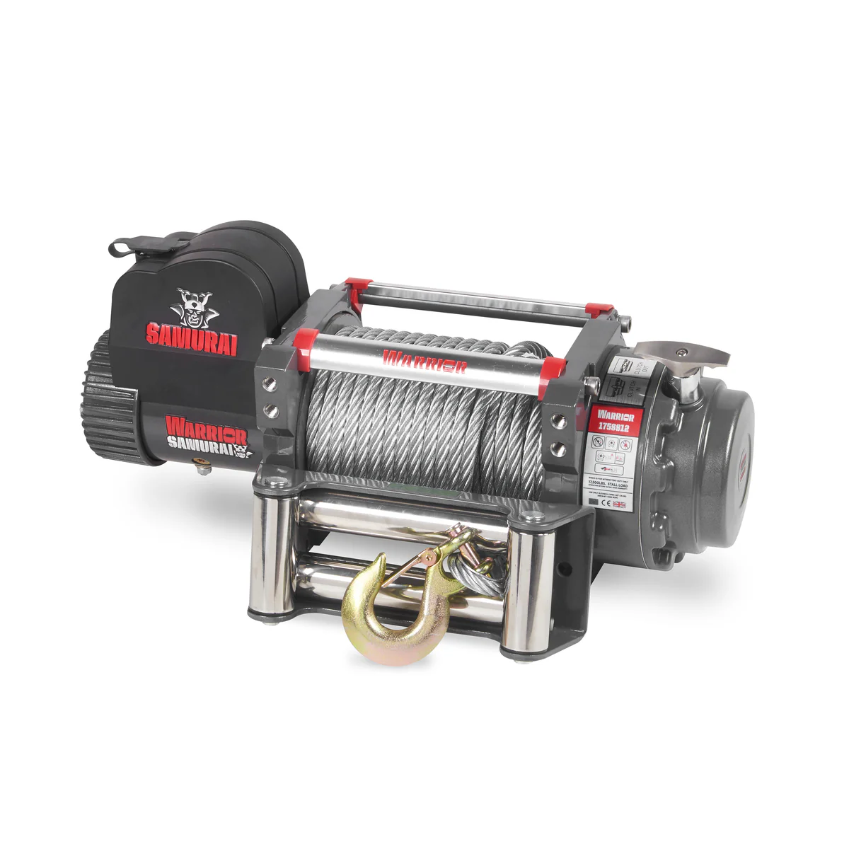 Warrior Samurai 17500lb recovery winch 24Volt with wire rope